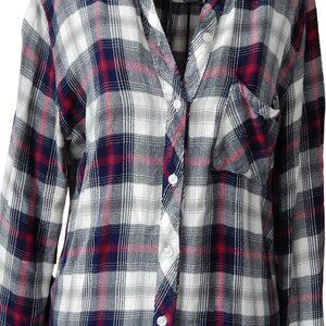 RAILS Women’s Size M Hunter Plaid Flannel Button Up Shirt Blue Red Soft Rayon